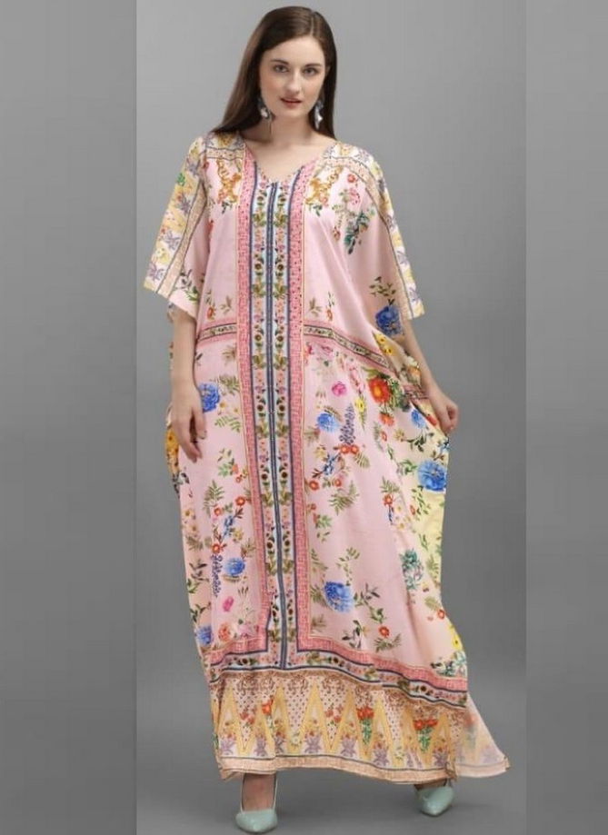 jelite AFREEN Kaftans Latest Fancy Casual Wear Japan Polyester Crepe Kaftan Style Kurti Collection